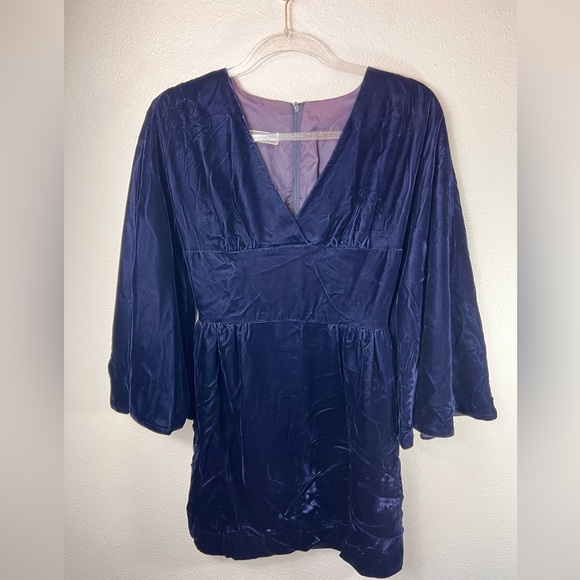 S. Howard Hirsh California Vintage Velvet Bell Sleeve Mini Dress - Picture 1 of 10